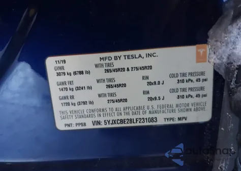 2020 Tesla Model X Long Range Dual Motor All-Wheel Drive/Long Range Plus Dual Motor All-Wheel Drive from USA, damaged, VIN 5YJXCBE28LF231083